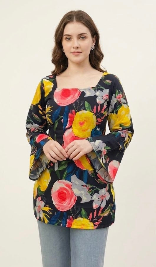 Midnight Bloom Handmade Cotton Tunic
