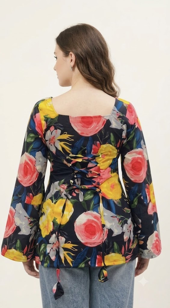 Midnight Bloom Handmade Cotton Tunic