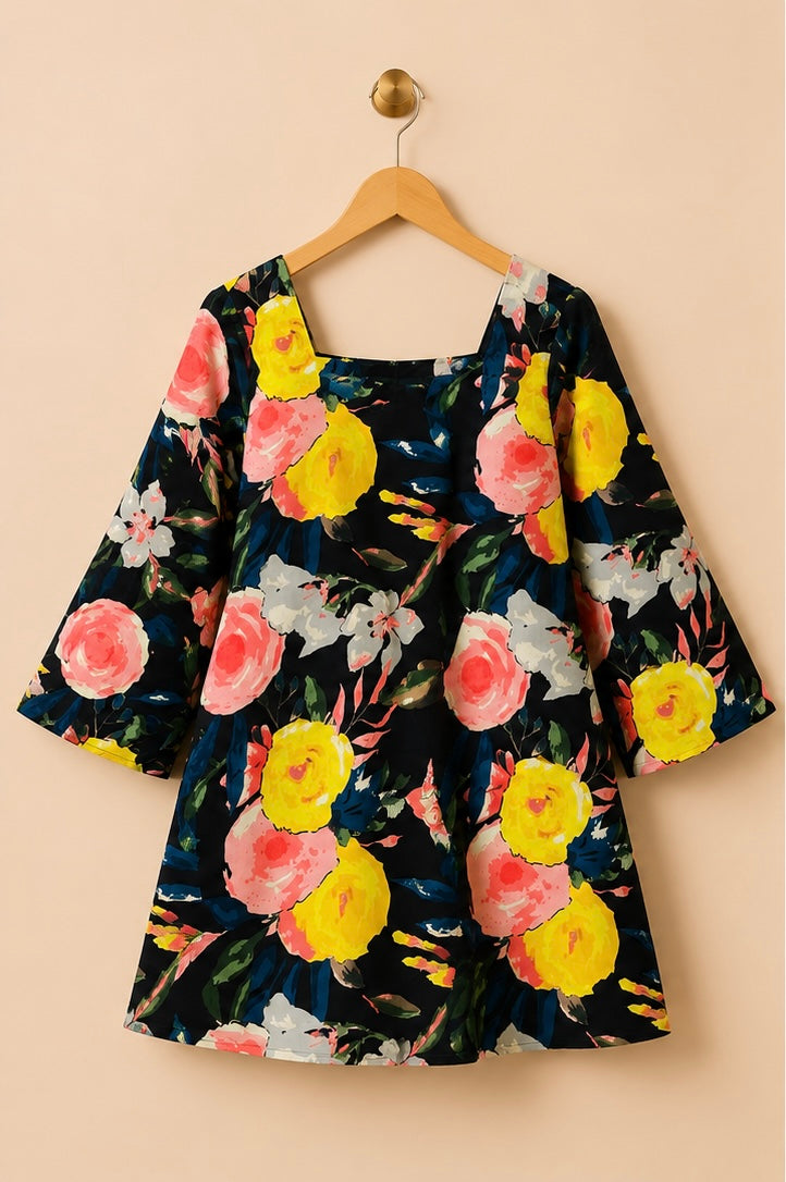 Midnight Bloom Handmade Cotton Tunic